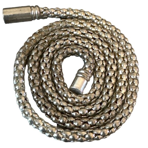 Vintage Retro Popcorn Rope Chain Necklace Silver Toned Magnetic Clasp - Picture 3 of 8